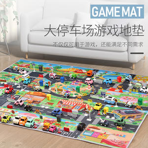 Tapis de stationnement de jouet d'itinéraire de circulation de ville de jeu de simulation pour enfants, tapis de jeu de voiture, tapis antidérapant, lavable et épais - Product Image 2