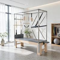 Máquina Reformer de Pilates Cadillac de Madera de Arce, Duradera, Ajustable, Portátil, Multifuncional, para Gimnasios Comerciales y Estudios de Yoga