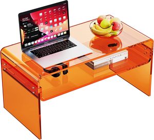 Mesa de Centro Acrílica para Sala de Estar, Mesa Rectangular Transparente de Lucite con Estante Abierto para Almacenamiento - Product Image 5