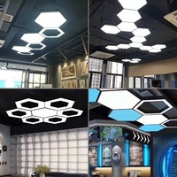 Lampes suspendues LED modernes hexagonales pour plafond, IP44, télécommande AC, CRI élevé 90, température de couleur multiple, boîtier en aluminium, éclairage