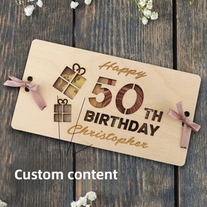 Patrón personalizado Tarjeta de regalo de <span class=keywords><strong>cumpleaños</strong></span> de madera Caja de regalo de moneda de madera Clip de dinero de boda Tarjeta de dinero de vacaciones Tarjeta de regalo en efectivo - Product Image 3