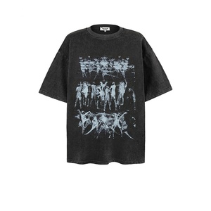 2024 Trendy Men's 160gsm/300gsm Heavyweight Vintage Washed Knitted Cotton T-Shirt Regular Fit Distressed Quick Dry Tee - Product Image 5