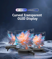 Póster Digital OLED Curvo Plateado Personalizable con Gama de Colores de 1.07B y 10 Bits, Brillo de 800cd, Uso en Interiores con Compartición de Punto de Acceso WiFi
