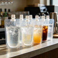 Pochettes souples transparentes recyclables avec bec verseur, imprimées en héliogravure, en PA+PE/PET+PE, de 50 ml à 500 ml, pour boissons, lait et jus