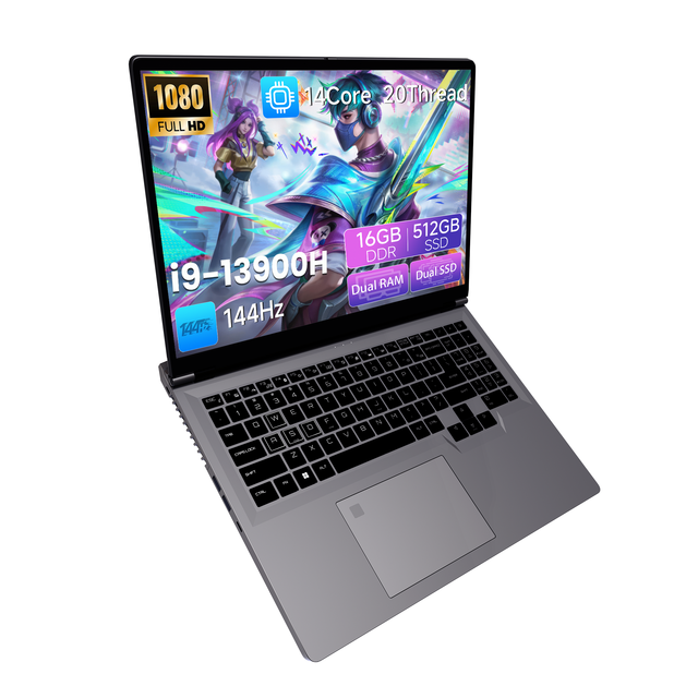 New 16-Inch High-Performance 14-Core CPU I9 13900H Gaming Laptop with SSD IPS Display 16:10 RTX 4060 8GB GDDR6 144Hz