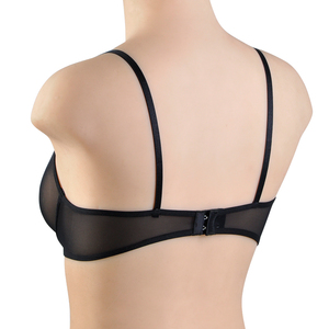 Nuovo Reggiseno Balconette Trasparente in Rete Nera per Donna, con Ferretto a V, Traspirante e Morbido - Product Image 4