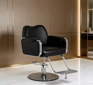 Chaise de coiffure de luxe avec cadre doré, chaise de barbier inclinable hydraulique avec appui-tête pour salons de coiffure - Product Image 3