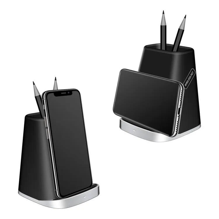 Desk Fast Wireless Charger Stand Pen Holder For iPhone XS Max X XR 8 Plus Samsung Note 9 8 S9 S8 S7 15W Qi Induction Charging