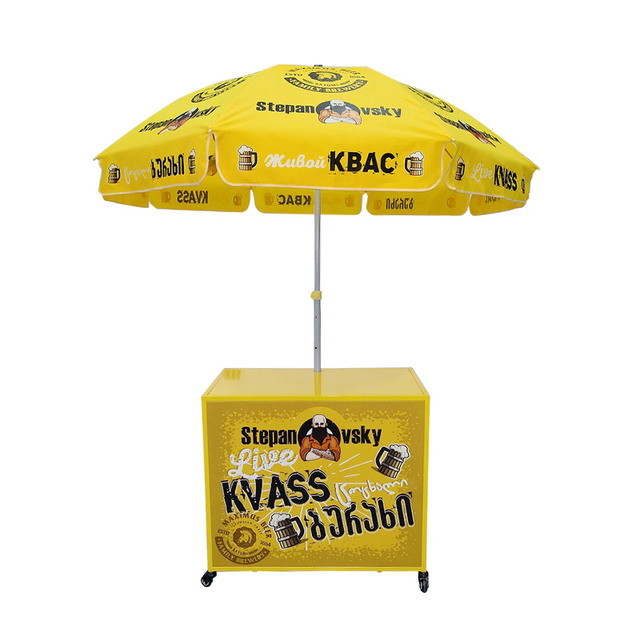 Foldable Beer Vending Cart with Solar Umbrella