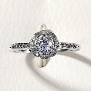 <b>Crystal</b> Flower <b>Ring</b> for Women Minimalist Floral Daily Wear Fashion Accessories - Product Image 1