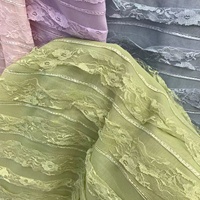 Tissu en polyester brodé léger et respirant, 148 cm, dentelle transparente non élastique pour chemise – Grande Vente