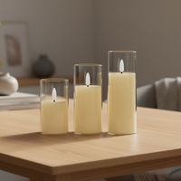 Bougie LED à effet flamme vacillante pour une ambiance romantique, avec piles intégrées et coupelle en verre acrylique