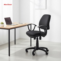 Chaise de bureau moderne en tissu, réglable en hauteur, pivotante, avec accoudoirs fixes, vérin à gaz classe 3, pour poste de travail informatique à domicile