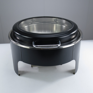 Estufa de buffet de pies redondos, suministros para restaurante, producto de plato de frotamiento, calentador de alimentos negro con ventanas - Product Image 6