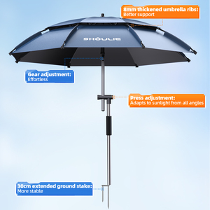 Ombrello da Pesca Portatile Antivento Impermeabile Blu Nebbia con Fibbia per Caccia e Protezione Solare per <span class=keywords><strong>Pescatori</strong></span> - Product Image 3