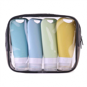 Ensemble de 4 flacons de voyage portables en silicone écologiques anti-fuite de 90 ml pour lotion, pour marque privée - Product Image 1