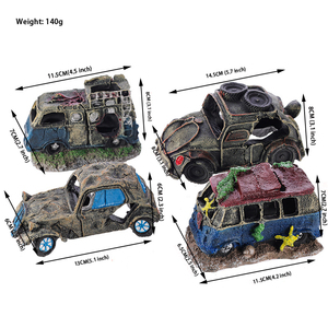 Tanque de peces, restos de coche desgastados, tanque de peces creativo, decoración de paisajismo, resina simulada, <span class=keywords><strong>autobús</strong></span> todoterreno roto bajo el agua - Product Image 5