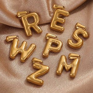 Personaggio impermeabile 26 Pendenti con lettere alfabetiche A-Z originali in acciaio inossidabile placcato oro personalizzato fatto da te per collana - Product Image 6