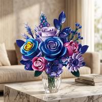 Vente en gros directe usine : Ensemble de briques de construction pour bouquets de fleurs (orchidées, roses) – Fleurs éternelles pour la décoration intérieure et cadeau de Saint-Valentin
