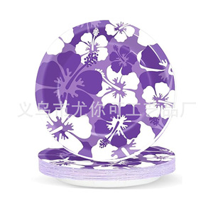 Assiettes en papier jetables à motif de fleurs d'hibiscus, vaisselle ronde pour les pique-niques, les anniversaires et les rassemblements - Product Image 5