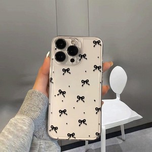 Custodia nera per telefono stampata minimalista Bowknot per iPhone 16E 16 15 14 13 <span class=keywords><strong>12</strong></span> 11 Pro Max X XS XR <span class=keywords><strong>MiNi</strong></span> 7 8Plus SE2 <span class=keywords><strong>Cover</strong></span> trasparente - Product Image 2