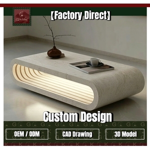 <span class=keywords><strong>โต๊ะ</strong></span>กาแฟ<span class=keywords><strong>หิน</strong></span>อ่อนสีเบจสไตล์โมเดิร์นมินิมอล GOLDKING ดีไซน์ LED ในตัว ขัดเงาด้วยมือ รับผลิตแบบ OEM ODM โดยตรง - Product Image 1