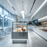 Hochwertige Multifunktionale Freistehende Bäckerei-Brotvitrine Luxuriöse Edelstahl-Vitrine mit LED-Beleuchtung Umweltfreundlich