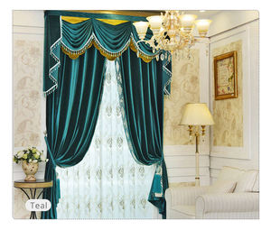 100% tende ingegneristiche di lusso ondulate blu albicocca isolate in velluto ecologico solido in poliestere - Product Image 2