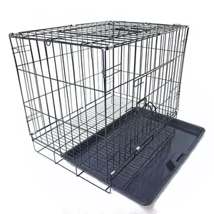 Новый многофункциональный черный плотный ящик для собак с герметичной сковородой, Прочная Складная Клетка из углеродистой стали для щенков, тренировочная подставка для собак