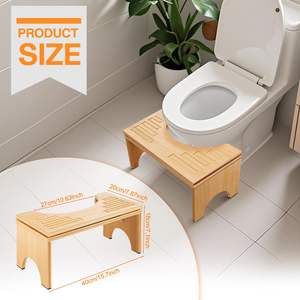 JQ bangku Toilet lipat 7.1 inci, dudukan Toilet jongkok bambu tinggi dapat disesuaikan untuk kamar mandi - Product Image 3