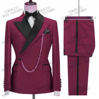 Costume Classique Homme Décontracté Ensemble 2 Pièces Tenue Gentleman pour Mariage Costume d'Affaires Homme Coupe Ajustée pour Marié