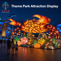 Lanterne géante en soie en forme de crabe pour l'extérieur, sculpture lumineuse artisanale à LED représentant un animal marin pour parc à thème