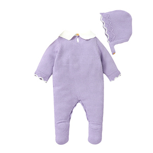 <span class=keywords><strong>Elegante</strong></span> Tutina in Maglia per <span class=keywords><strong>Neonata</strong></span> con Set Cappellino, <span class=keywords><strong>Pagliaccetto</strong></span> a Maniche Lunghe in Acrilico con Piedini - Product Image 5