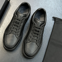 Sneakers en cuir véritable grainé de luxe pour hommes, style Old Money, à lacets, chaussures décontractées