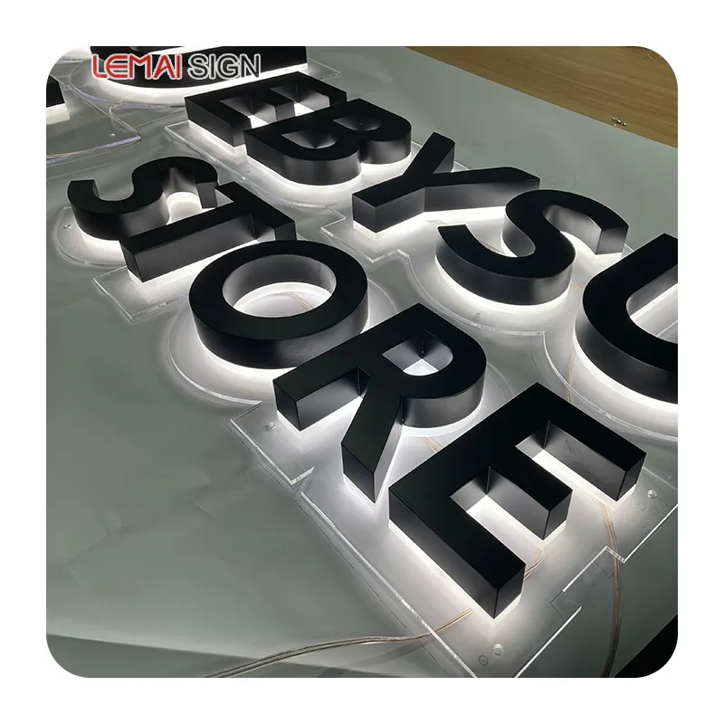 2023 Hete Verkoop 3d Binnen En Buiten Waterdichte Verlichting Led Metaal Prominente Acryl Logo Bedrijfslogo Achtergrondverlichting Letters