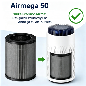Filtre de remplacement Airmega 50 pour <span class=keywords><strong>purificateur</strong></span> <span class=keywords><strong>d</strong></span>'<span class=keywords><strong>air</strong></span> compact domestique de chambre à coucher, 3-en-1, HEPA H13 véritable, <span class=keywords><strong>d</strong></span>ésodorisation des odeurs, charbon actif - Product Image 4