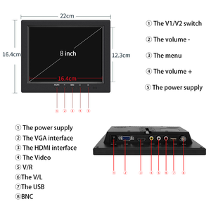 จอ TFT IPS ขนาด8นิ้วหน้าจอ CCTV ขนาด800*600จอสีสำหรับ Raspberry Pi ระบบรักษาความปลอดภัยในบ้านสำหรับเล่นเกมพีซีรถ - Product Image 5