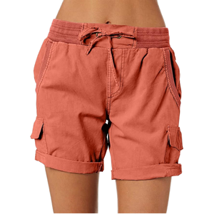 Shorts de sport pour femmes, taille mi-haute, coupe régulière, taille élastique, respirant, en toile, séchage rapide, imperméable, pour la salle de sport, l'entraînement, décontracté, en plein air - Product Image 1