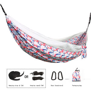 पोर्टेबल सिंगल पॉलिएस्टर फोटो प्रिंटिंग कैंपिंग हैममॉक 275*145 सेमी समायोज्य बास्क के साथ - Product Image 4