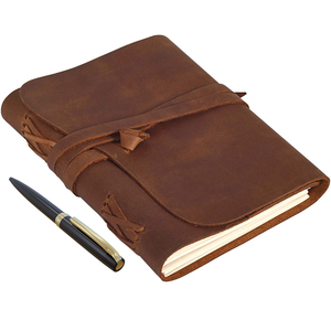 Journal en cuir rechargeable <span class=keywords><strong>de</strong></span> qualité supérieure fait à la main en cuir véritable couverture rigide avec pages lignées grand cahier <span class=keywords><strong>de</strong></span> voyage 120 feuilles cadeau OEM - Product Image 1