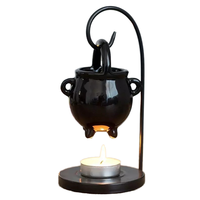 Vente en gros Halloween Brûleur de cire en céramique noir blanc pour aromathérapie Brûleur à huile de chaudron suspendu Parfum de bois de santal Décoration intérieure