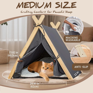 Meubles pour animaux de compagnie, design personnalisable, tente <span class=keywords><strong>tipi</strong></span> pour chat avec cadre en bois et coussin lavable pour la décoration du salon <span class=keywords><strong>intérieur</strong></span> - Product Image 3