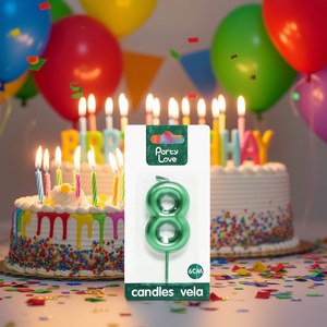 Vela Verde con el Número 8 para Fiestas, Velas de Cumpleaños de 6 cm - Product Image 3