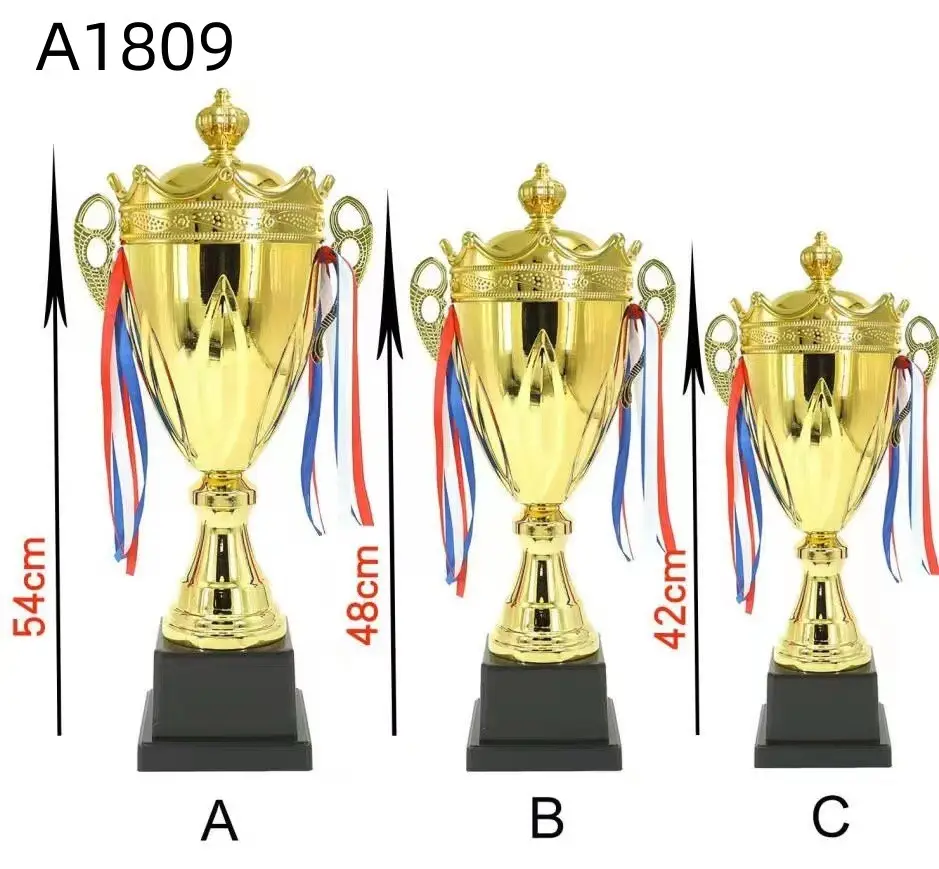 Yüksek kalite özel kupa altın kaplama futbol kupa ve madalya spor Metal parçaları altın kaplama Metal çinko kupası kupa