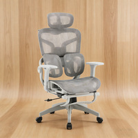 Nouvelle conception de chaise de bureau pivotante ergonomique moderne à dossier moyen en maille, avec accoudoirs 3D multifonctions, soutien lombaire et fonction de levage