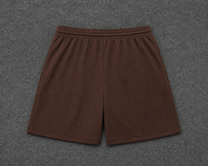JME Men's Brown Mesh Shorts With Drawstring Waist Embroidered Logo Casual Breathable Sportwear - Product Image 2