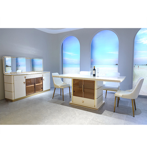 Ensemble <span class=keywords><strong>de</strong></span> Salle à Manger Luxe <span class=keywords><strong>Design</strong></span> Moderne avec Table en Bois Blanc et Chaises pour <span class=keywords><strong>4</strong></span> ou 6 Personnes, Mobilier <span class=keywords><strong>de</strong></span> Maison Complet - Product Image 5