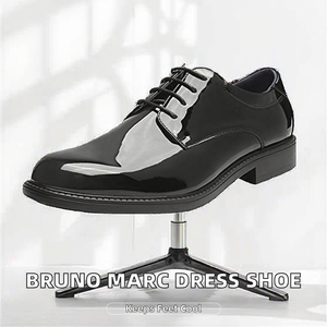 <span class=keywords><strong>Bruno</strong></span> Marc Chaussures habillées pour homme en cuir verni noir, à lacets, respirantes, style Brogues Derby, pour affaires, décontractées et travail, Taille 9, DOWNING-02 - Product Image 2