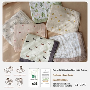 Couette rafraîchissante d'été en gaze de coton de bambou, motif botanique et animalier, pour enfants et adultes, idéale pour <span class=keywords><strong>la</strong></span> maison et <span class=keywords><strong>la</strong></span> climatisation, qualité maternelle et infantile - Product Image 4