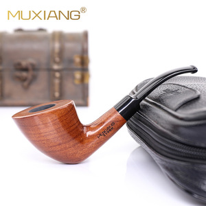Muxiang Wooden Smoking Pipe Bent Type 9mm Filter Solid Wood Tobacco Pipe For Men Gift - Product Image 1